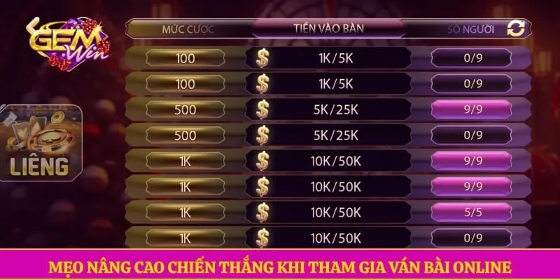 Mẹo nâng cao chiến thắng khi tham gia ván bài online